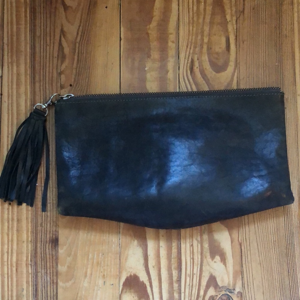 All Saints Python Black Leather Clutch - image 4